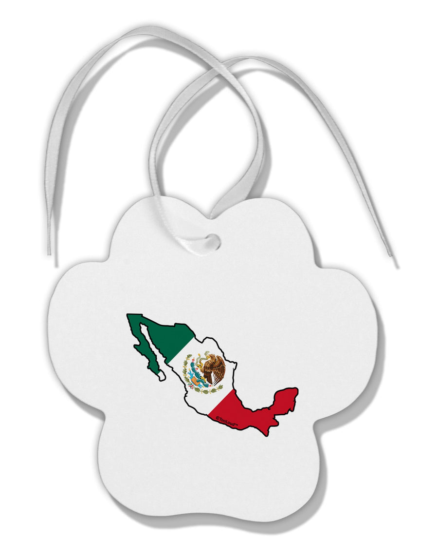 Mexico Outline - Mexican Flag Paw Print Shaped Ornament by TooLoud-Ornament-TooLoud-White-Davson Sales