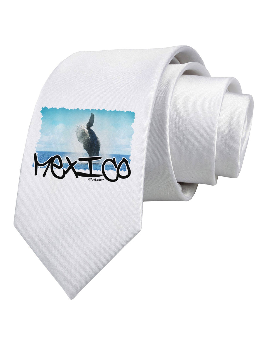 Mexico - Whale Watching Cut-out Printed White Necktie