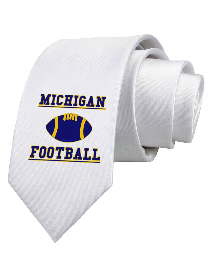 Michigan Football Printed White Necktie by TooLoud