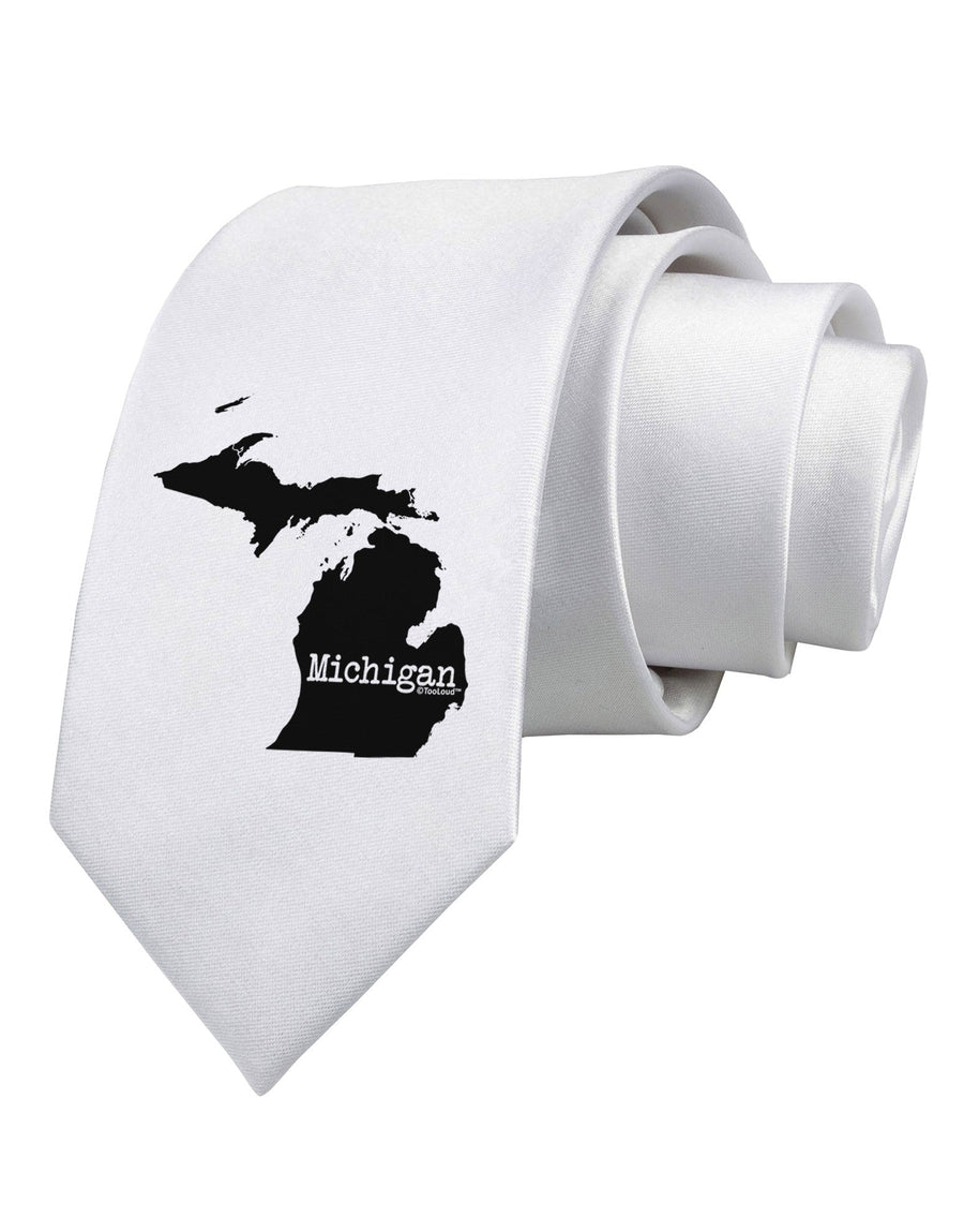 Michigan - United States Shape Printed White Necktie