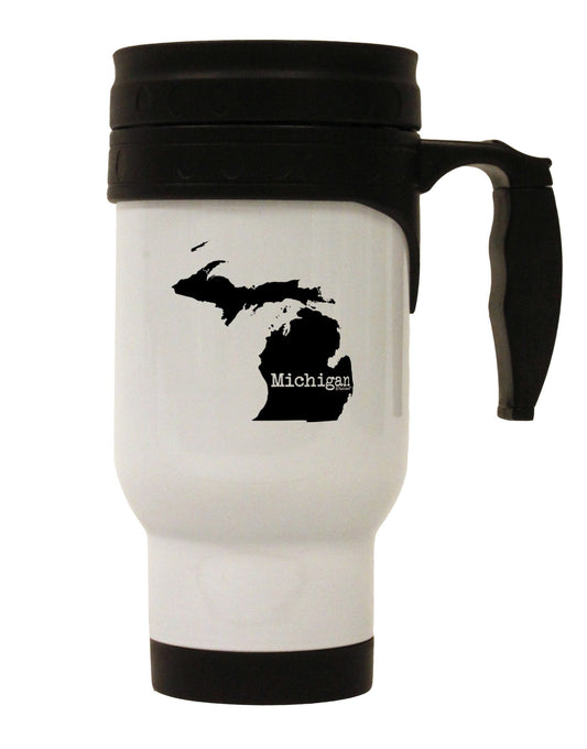 Michigan - United States Shape Stainless Steel 14oz Travel Mug-Travel Mugs-TooLoud-White-Davson Sales
