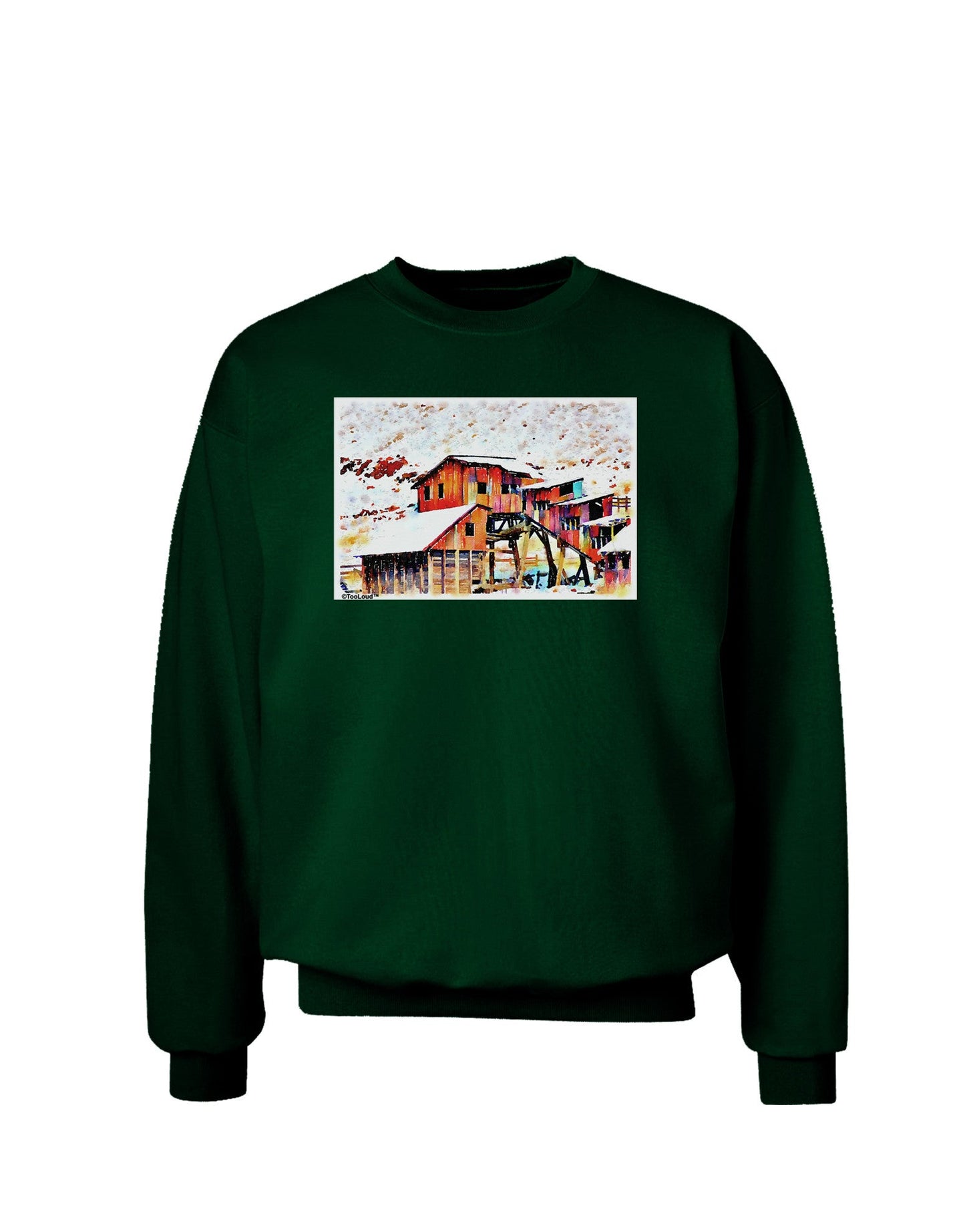Mine Scene Colorado Watercolor Adult Dark Sweatshirt-Sweatshirts-TooLoud-Deep-Forest-Green-Small-Davson Sales
