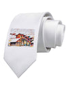 Mine Scene Colorado Watercolor Printed White Necktie