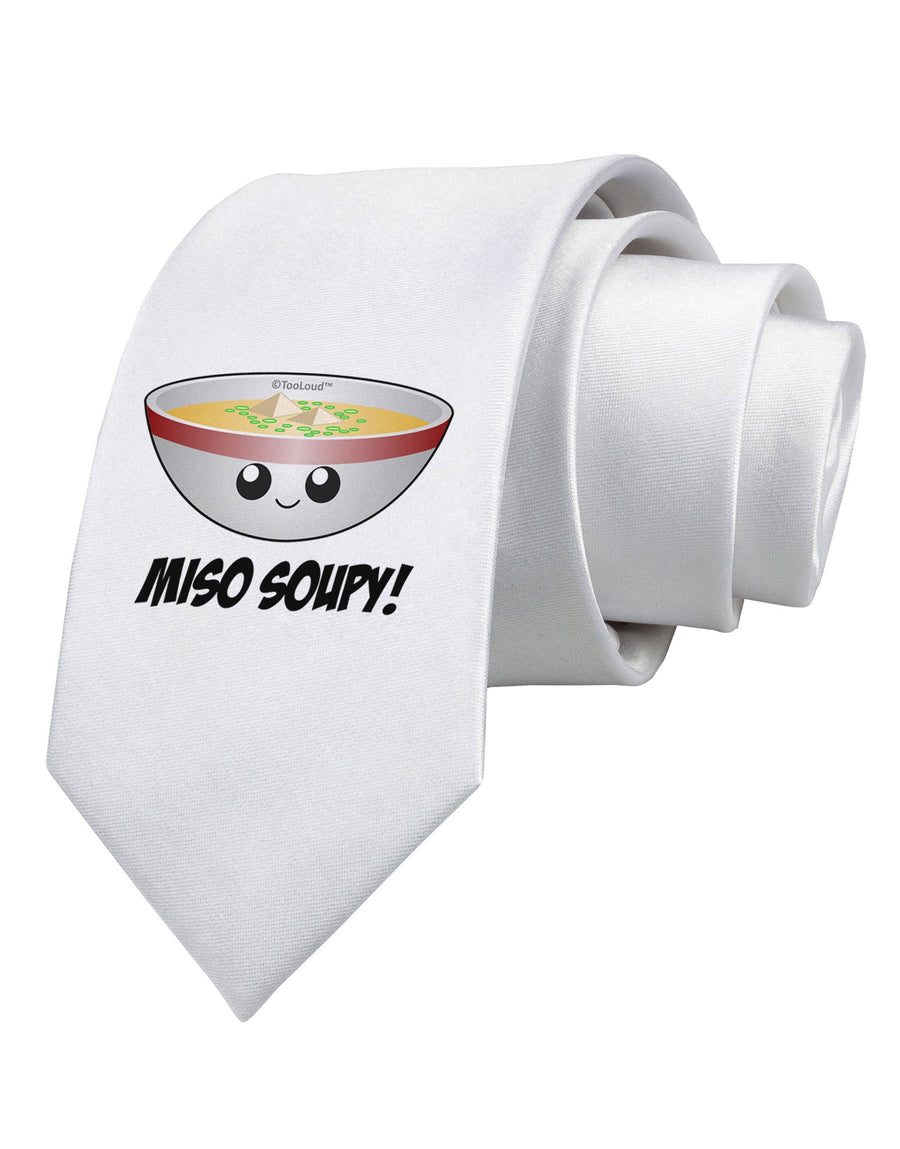 Miso Soupy - Cute Miso Soup Bowl Printed White Necktie by TooLoud