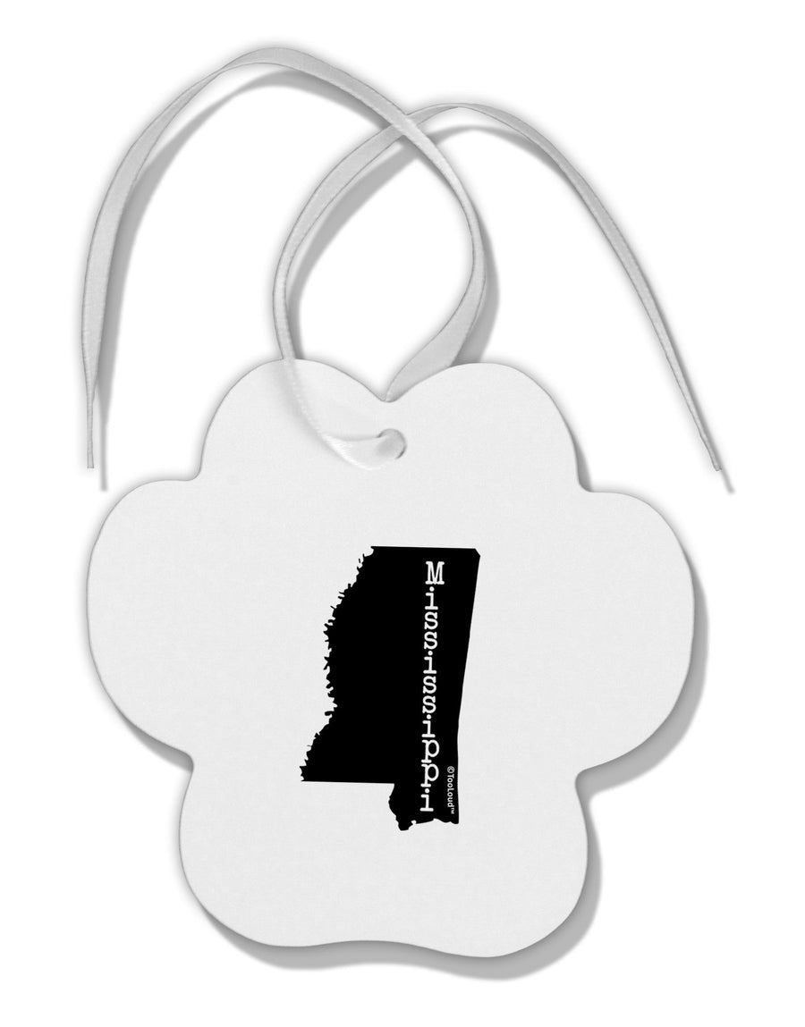 Mississippi - United States Shape Paw Print Shaped Ornament-Ornament-TooLoud-White-Davson Sales