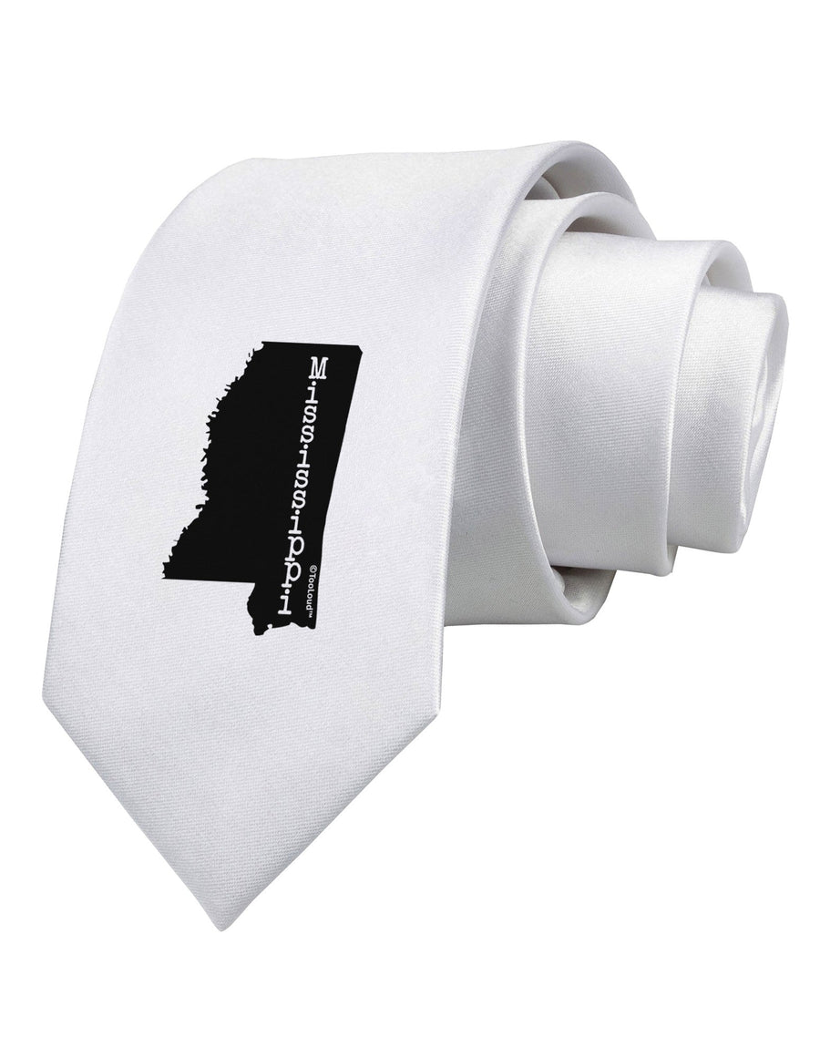 Mississippi - United States Shape Printed White Necktie