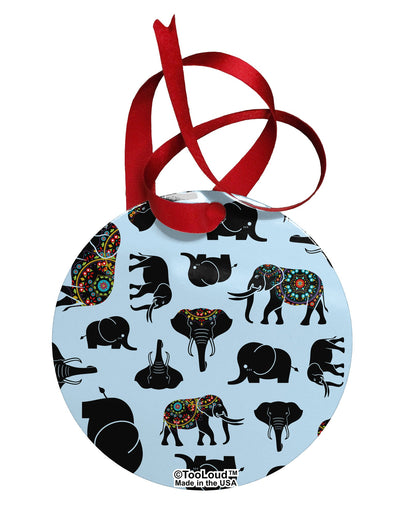 Mixed Elephants AOP Circular Metal Ornament All Over Print-Ornament-TooLoud-White-Davson Sales