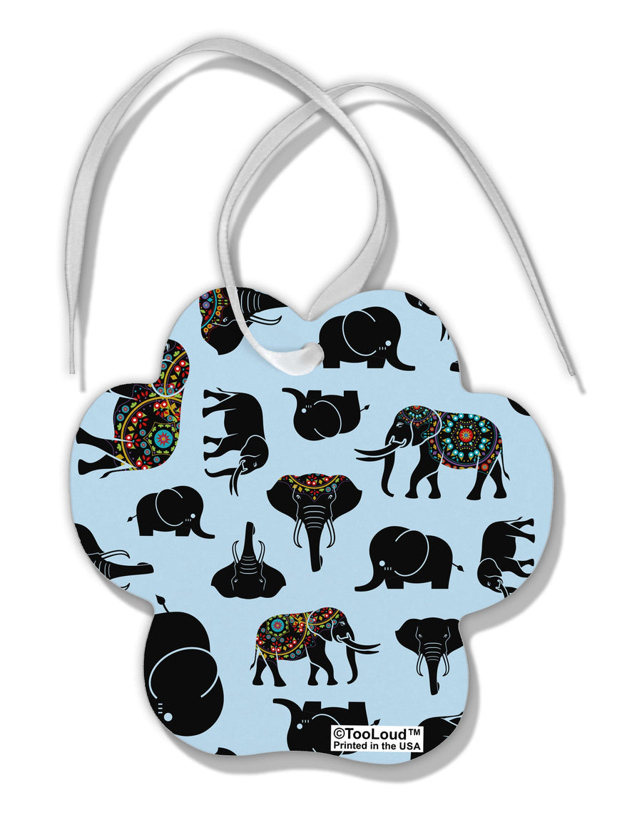 Mixed Elephants AOP Paw Print Shaped Ornament All Over Print-Ornament-TooLoud-White-Davson Sales