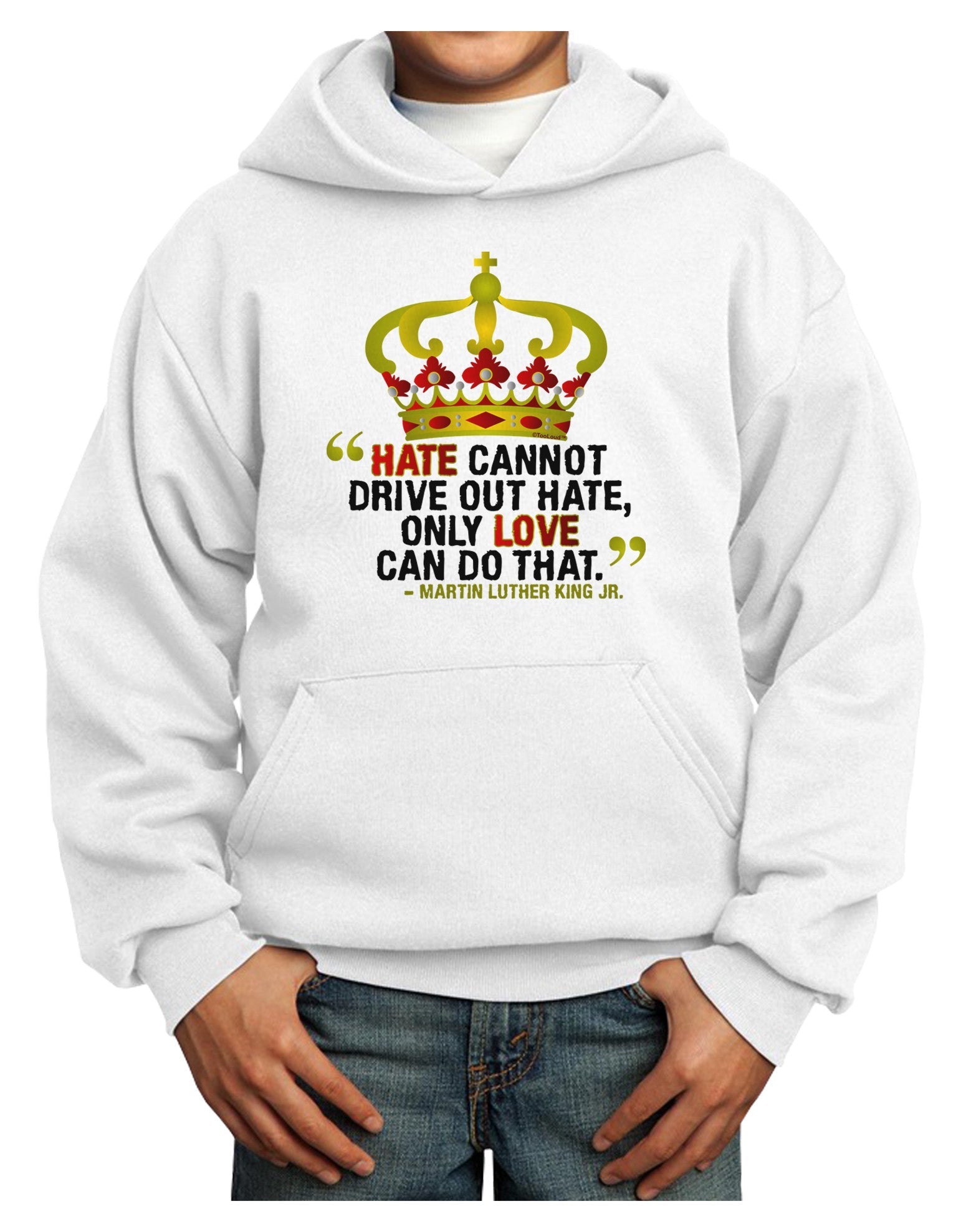 MLK - Only Love Quote Youth Hoodie Pullover Sweatshirt-Youth Hoodie-TooLoud-White-XS-Davson Sales