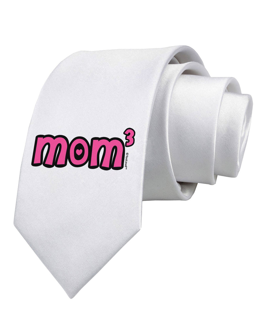 Mom Cubed - Cute Mom of Three Design Printed White Necktie by TooLoud