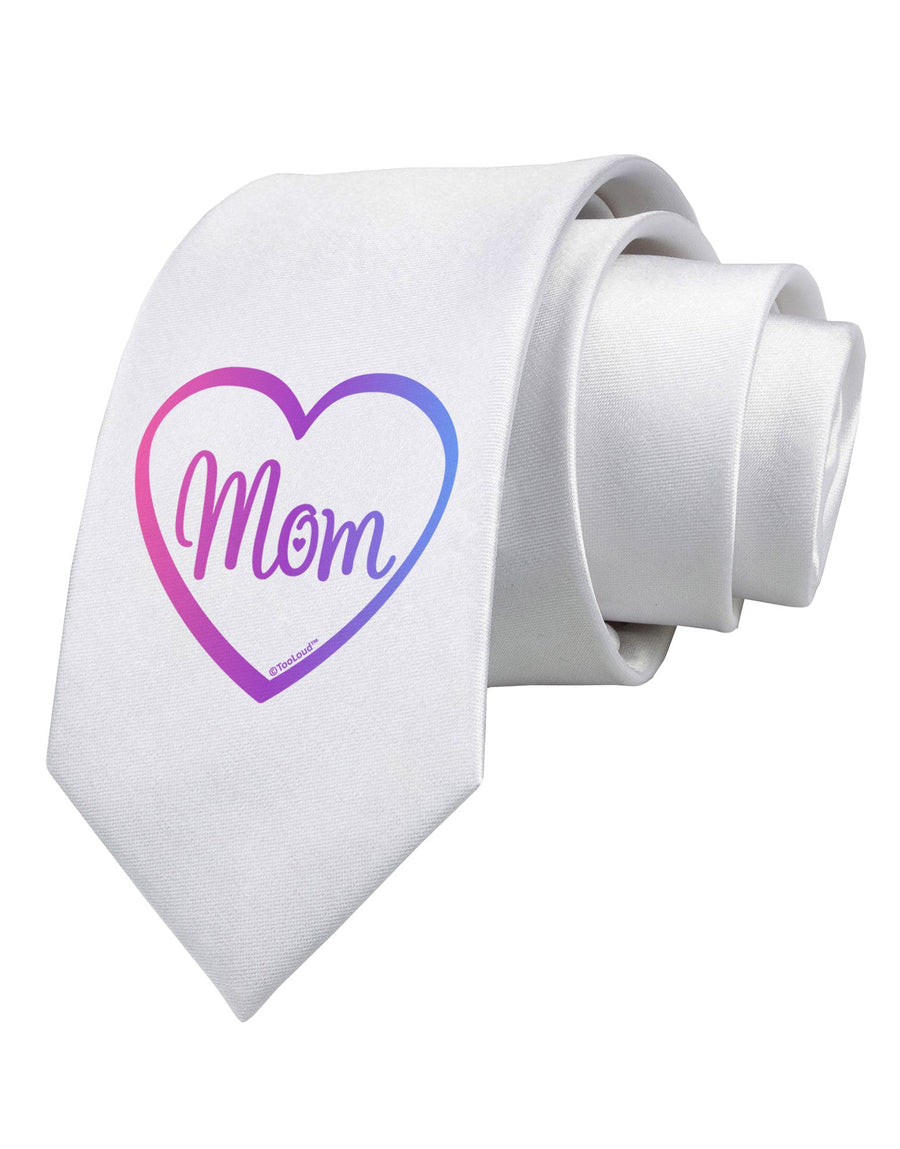 Mom Heart Design - Gradient Colors Printed White Necktie by TooLoud