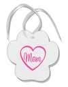 Mom Heart Design - Pink Paw Print Shaped Ornament by TooLoud-Ornament-TooLoud-White-Davson Sales