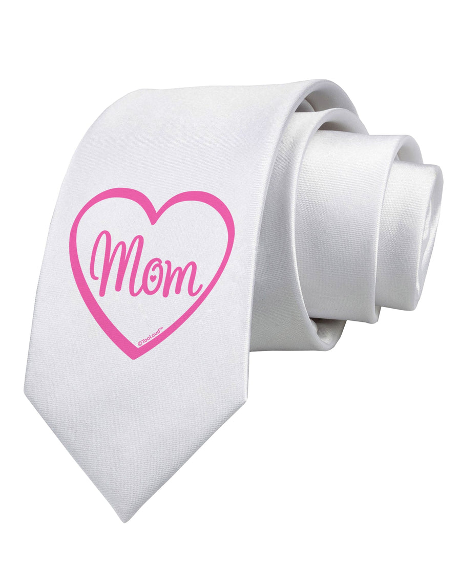 Mom Heart Design - Pink Printed White Necktie by TooLoud