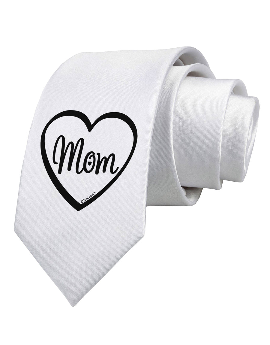 Mom Heart Design Printed White Necktie by TooLoud