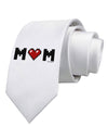 Mom Pixel Heart Printed White Necktie