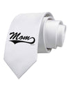 Mom - Sports Tail Script Printed White Necktie by TooLoud