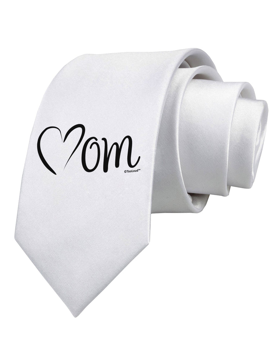 Mom with Brushed Heart Design Printed White Necktie by TooLoud