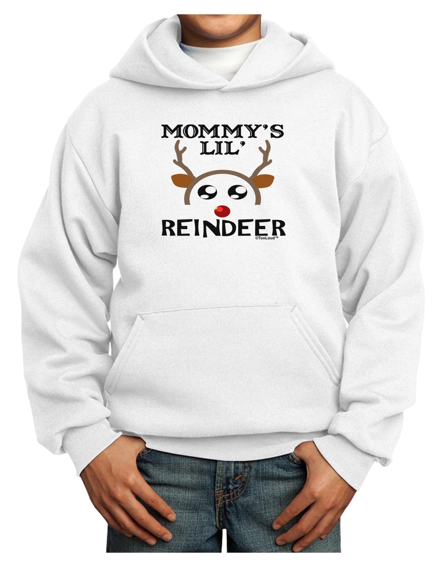Mommy's Lil Reindeer Boy Youth Hoodie Pullover Sweatshirt-Youth Hoodie-TooLoud-White-XS-Davson Sales