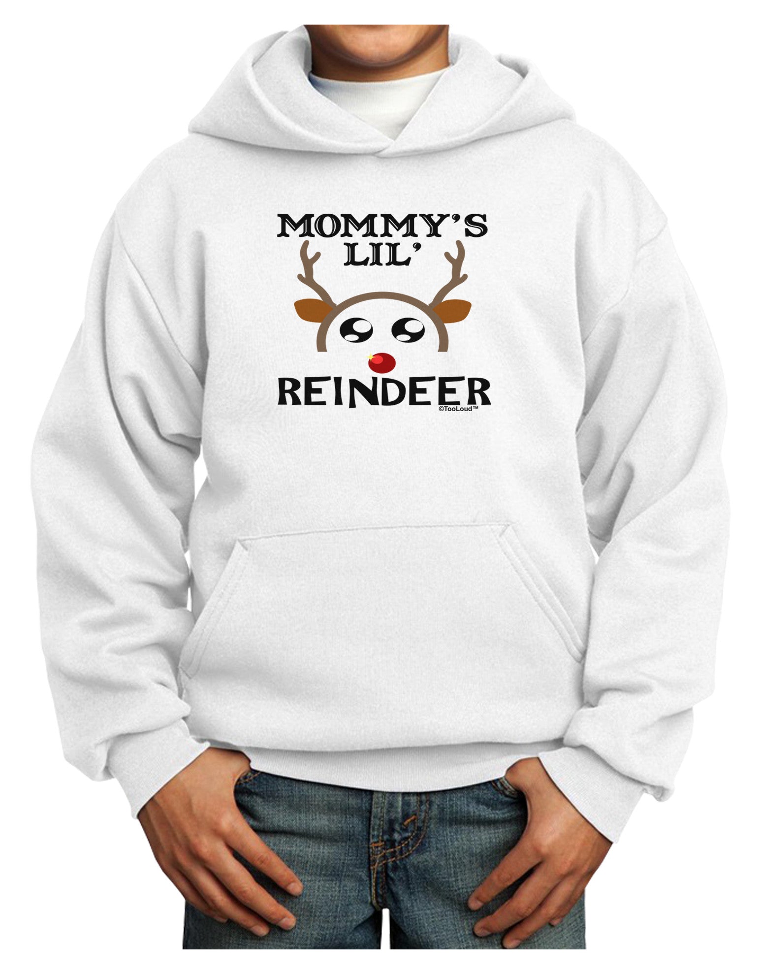 Mommy's Lil Reindeer Boy Youth Hoodie Pullover Sweatshirt-Youth Hoodie-TooLoud-White-XS-Davson Sales