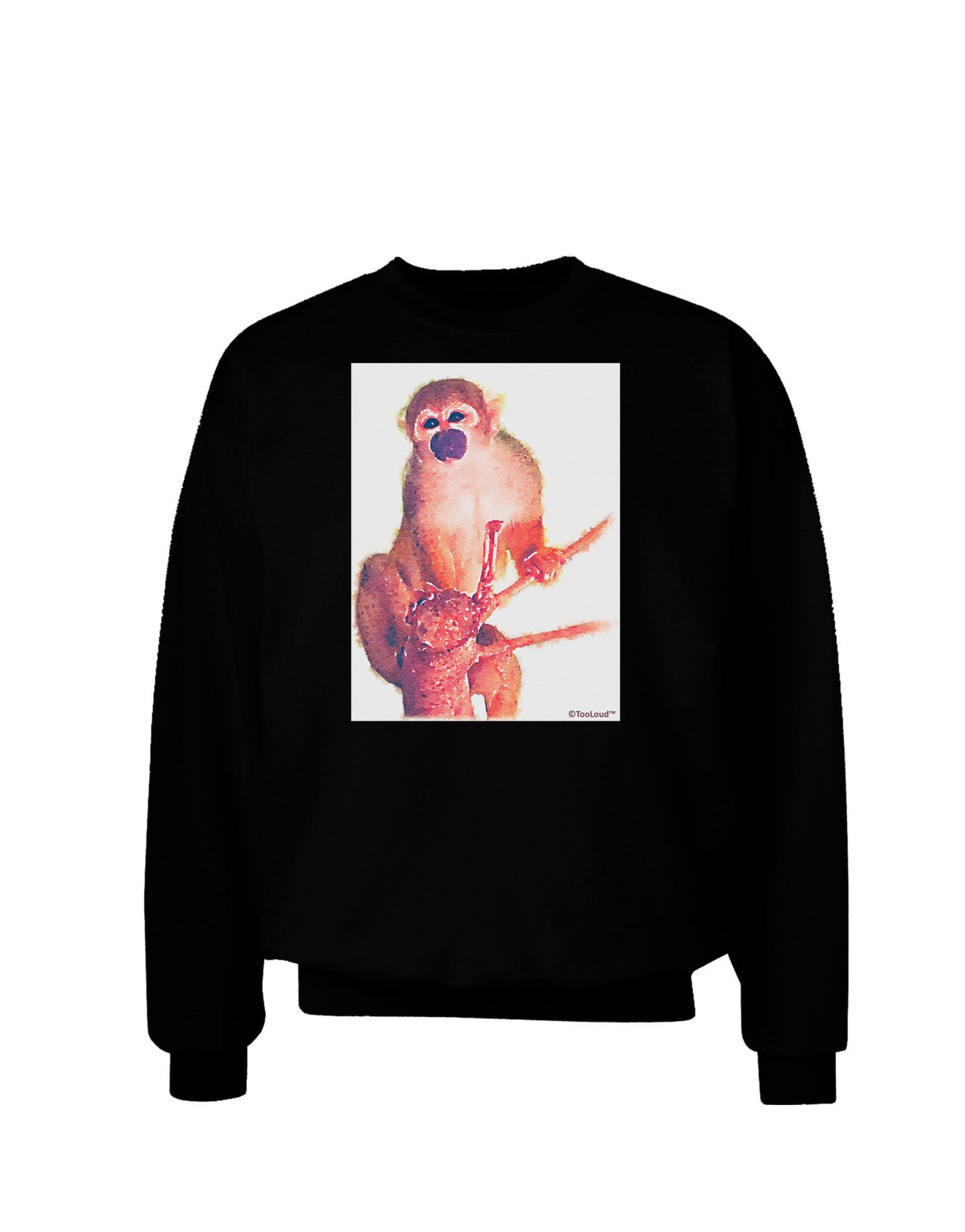 Monkey in Tree Watercolor Adult Dark Sweatshirt-Sweatshirts-TooLoud-Black-Small-Davson Sales