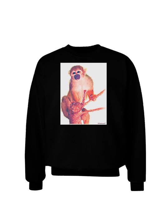 Monkey in Tree Watercolor Adult Dark Sweatshirt-Sweatshirts-TooLoud-Black-Small-Davson Sales