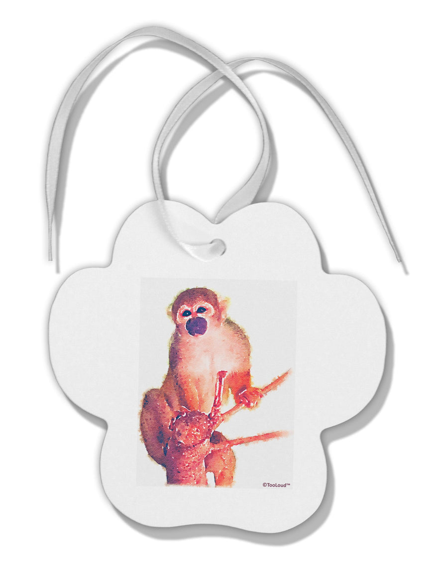 Monkey in Tree Watercolor Paw Print Shaped Ornament-Ornament-TooLoud-White-Davson Sales