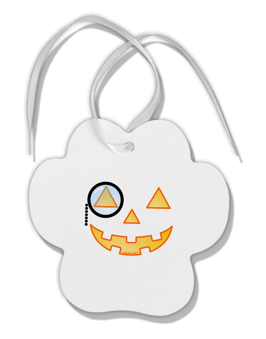 Monocle Jack-o-Lantern Color Paw Print Shaped Ornament-Ornament-TooLoud-White-Davson Sales