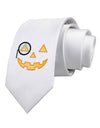 Monocle Jack-o-Lantern Color Printed White Necktie