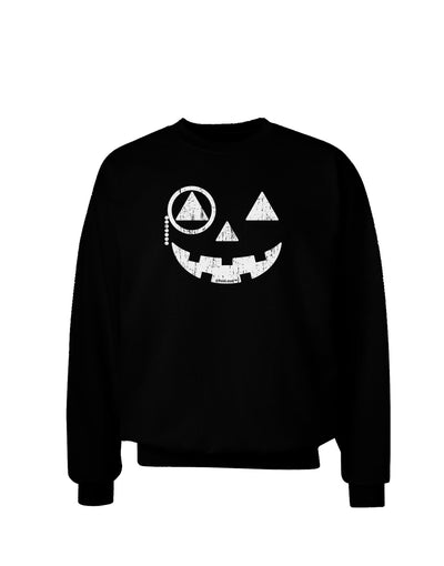 Monocle Jack-o-Lantern Distressed Adult Dark Sweatshirt-Sweatshirts-TooLoud-Black-Small-Davson Sales