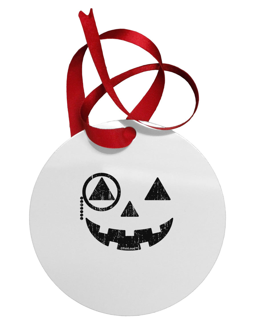 Monocle Jack-o-Lantern Distressed Circular Metal Ornament-Ornament-TooLoud-White-Davson Sales