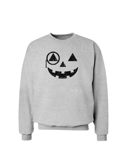 Monocle Jack-o-Lantern Distressed Sweatshirt-Sweatshirts-TooLoud-AshGray-Small-Davson Sales