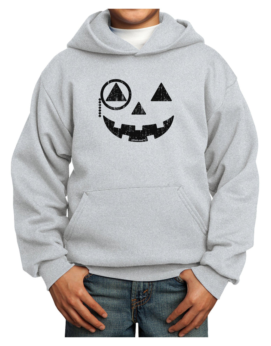 Monocle Jack-o-Lantern Distressed Youth Hoodie Pullover Sweatshirt-Youth Hoodie-TooLoud-White-XS-Davson Sales