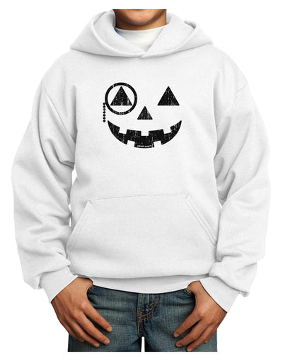 Monocle Jack-o-Lantern Distressed Youth Hoodie Pullover Sweatshirt-Youth Hoodie-TooLoud-White-XS-Davson Sales