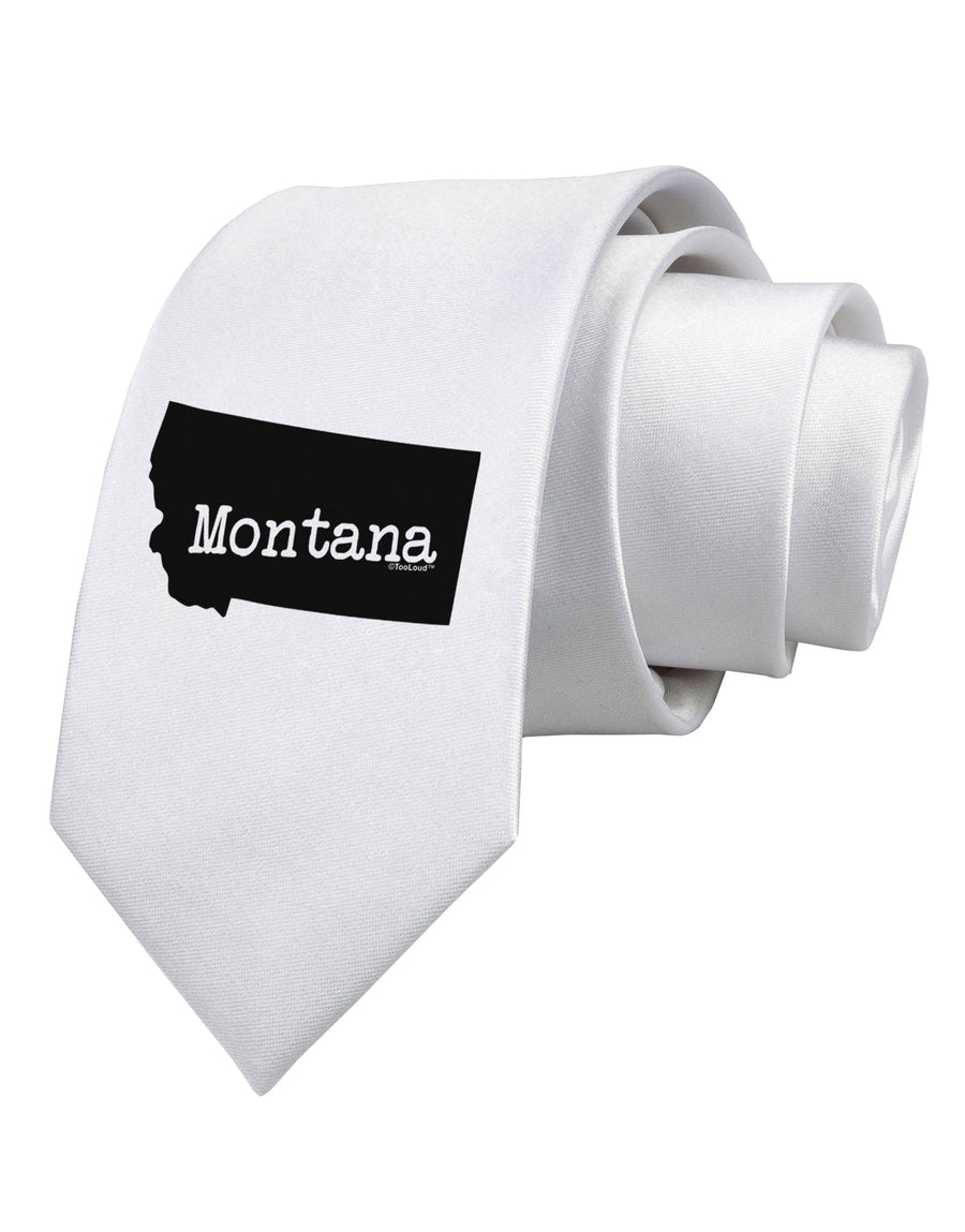 Montana - United States Shape Printed White Necktie by TooLoud