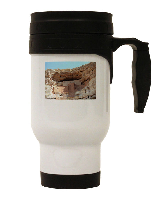 Montezuma Castle Arizona Stainless Steel 14oz Travel Mug-Travel Mugs-TooLoud-White-Davson Sales