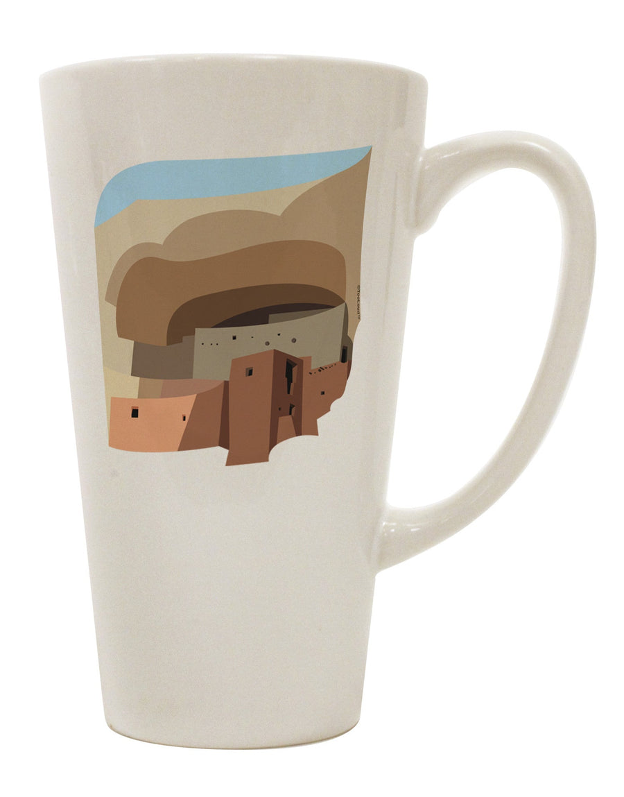 Montezuma Castle Artwork - Exquisite 16 Ounce Conical Latte Coffee Mug - TooLoud-Conical Latte Mug-TooLoud-White-Davson Sales