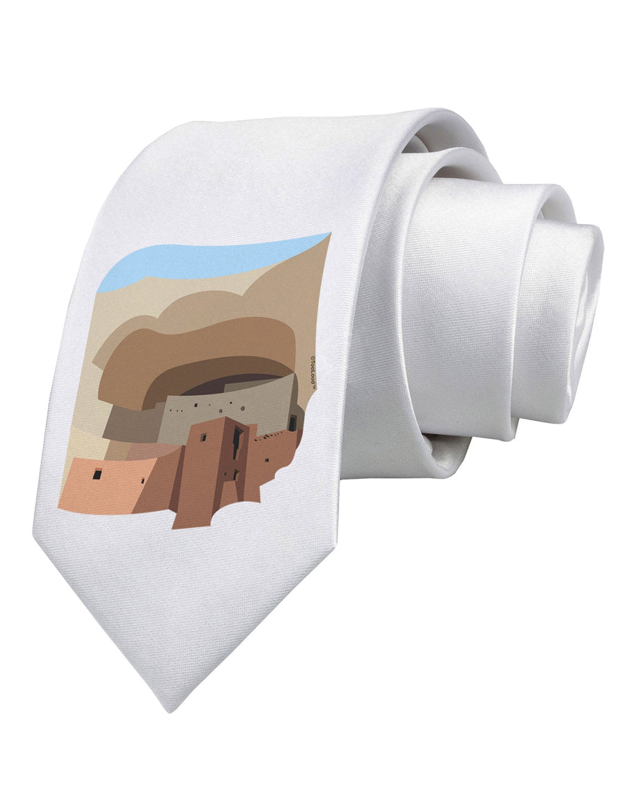 Montezuma Castle Artwork Printed White Necktie