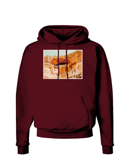 Montezuma Castle Watercolor Dark Hoodie Sweatshirt-Hoodie-TooLoud-Maroon-Small-Davson Sales