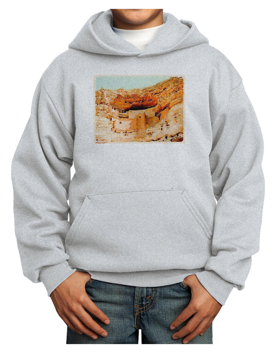 Montezuma Castle Watercolor Youth Hoodie Pullover Sweatshirt-Youth Hoodie-TooLoud-White-XS-Davson Sales