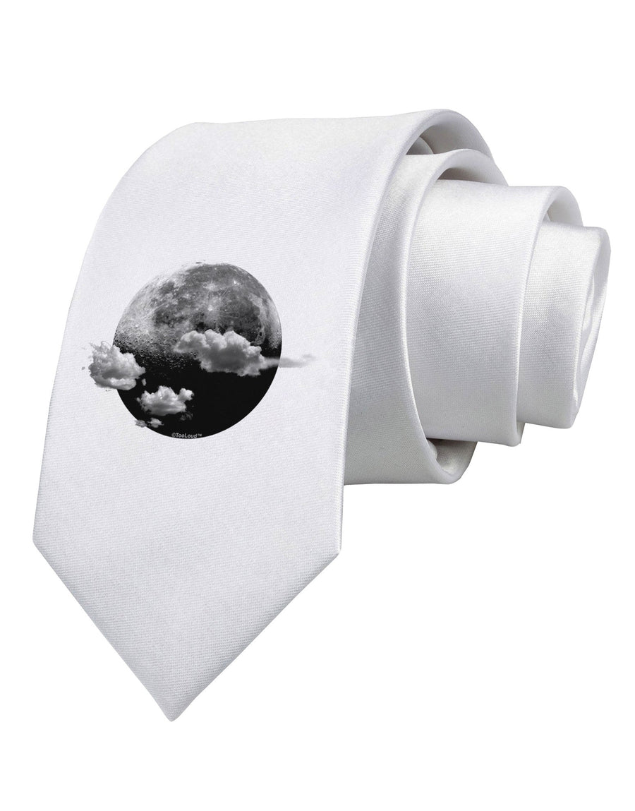 Moon Dream Earth Printed White Necktie