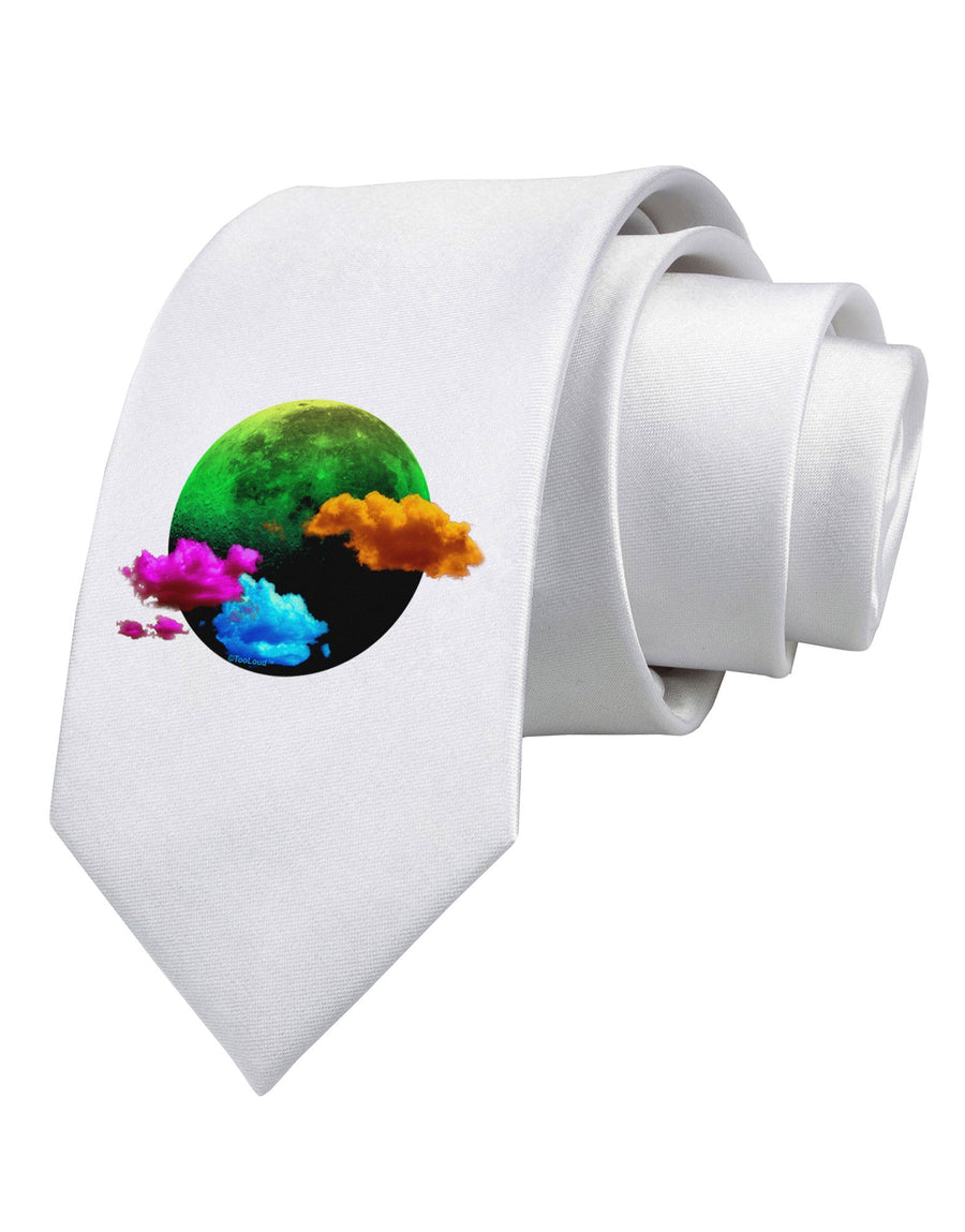 Moon Dream Hallucination Printed White Necktie