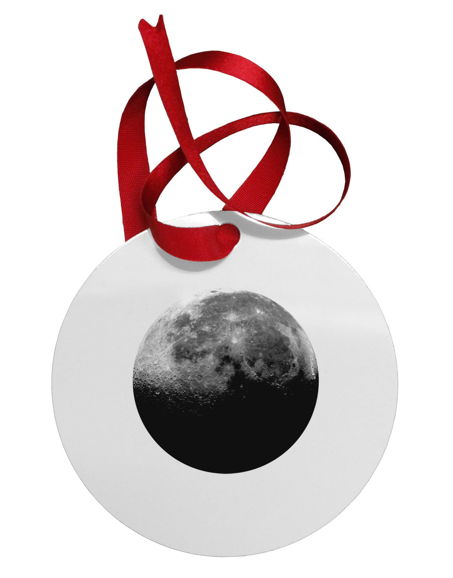 Moon of Earth Circular Metal Ornament-Ornament-TooLoud-White-Davson Sales