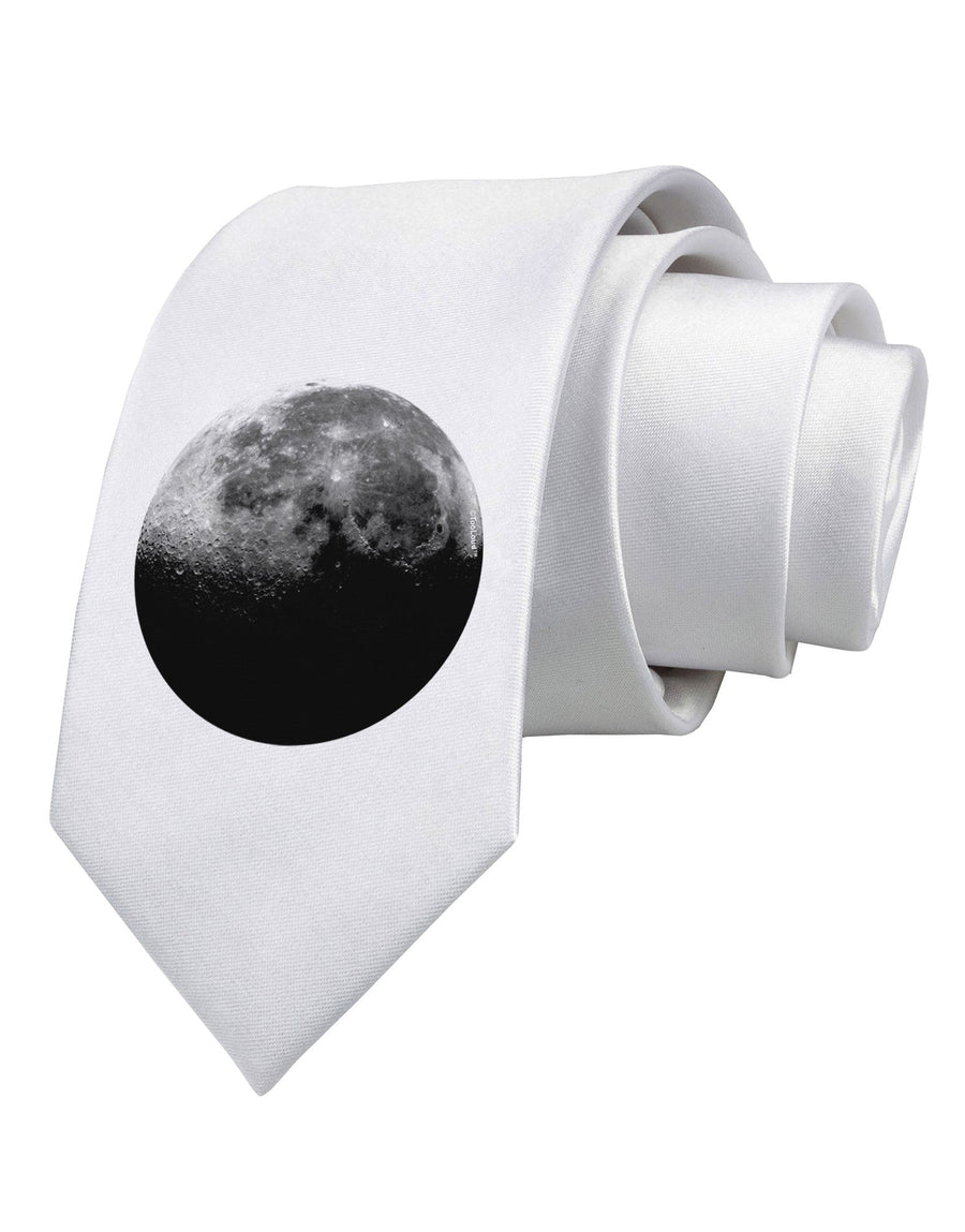 Moon of Earth Printed White Necktie