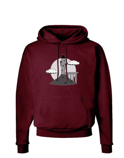 Moonlit Wizard Tower - Grayscale Dark Hoodie Sweatshirt-Hoodie-TooLoud-Maroon-Small-Davson Sales