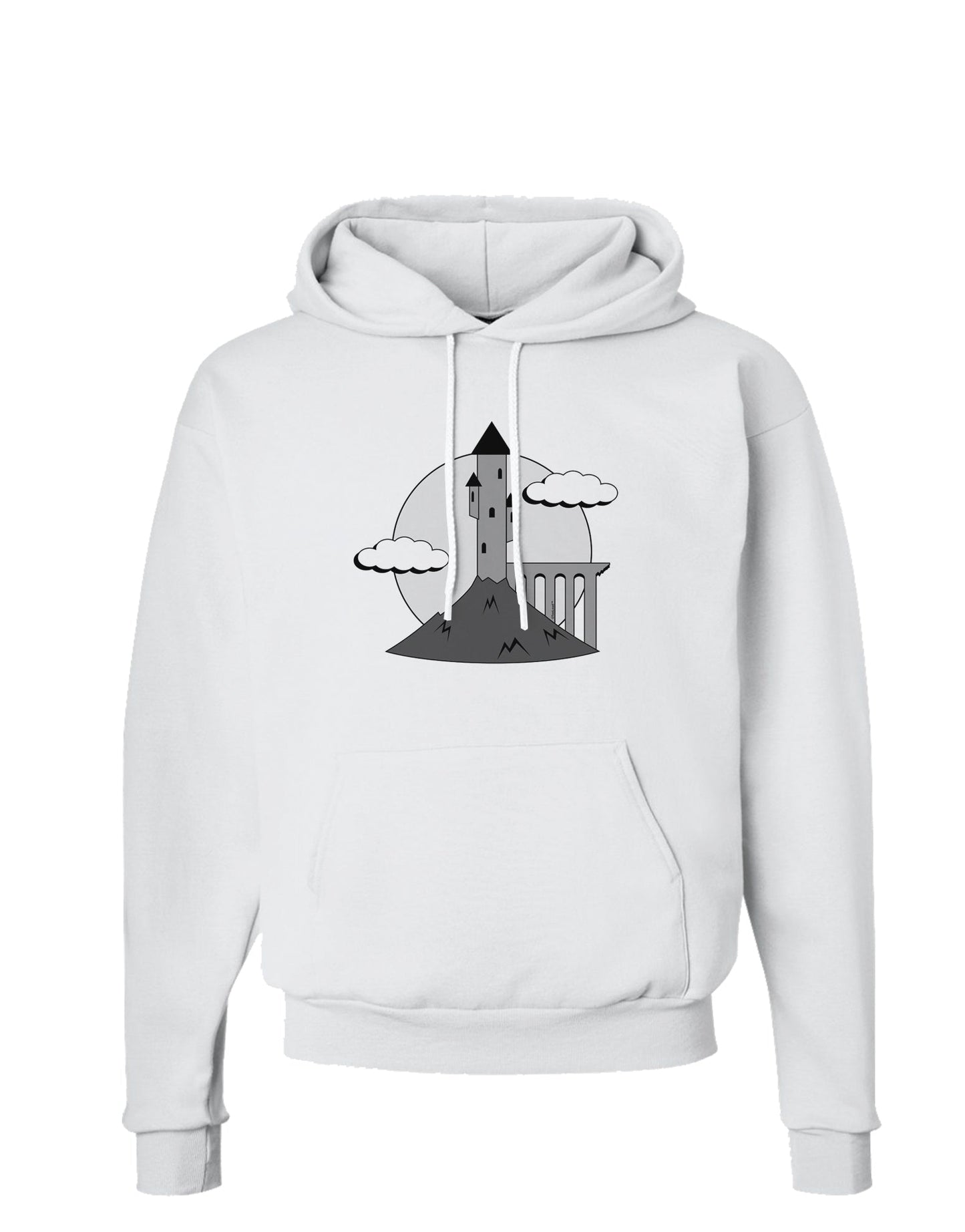 Moonlit Wizard Tower - Grayscale Hoodie Sweatshirt-Hoodie-TooLoud-White-Small-Davson Sales