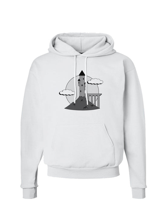 Moonlit Wizard Tower - Grayscale Hoodie Sweatshirt-Hoodie-TooLoud-White-Small-Davson Sales
