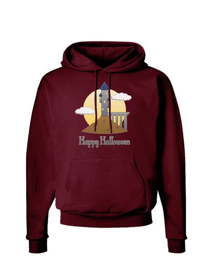 Moonlit Wizard Tower - Happy Halloween Dark Hoodie Sweatshirt-Hoodie-TooLoud-Maroon-Small-Davson Sales