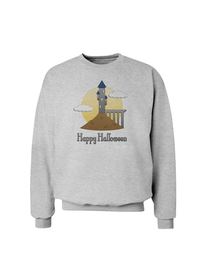 Moonlit Wizard Tower - Happy Halloween Sweatshirt-Sweatshirts-TooLoud-AshGray-Small-Davson Sales