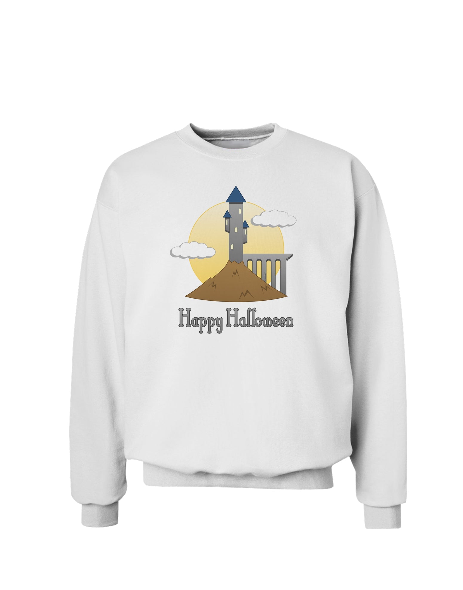 Moonlit Wizard Tower - Happy Halloween Sweatshirt-Sweatshirts-TooLoud-White-Small-Davson Sales