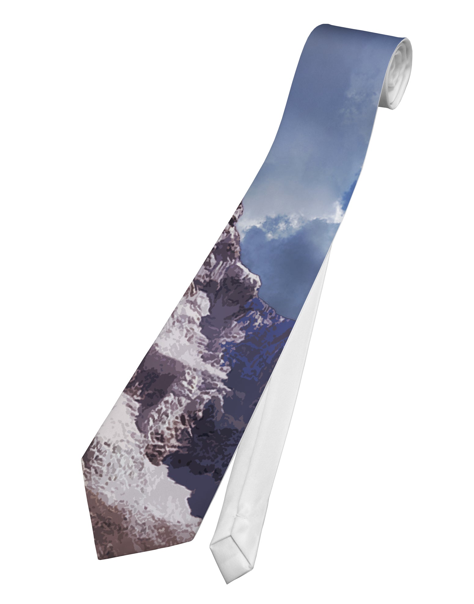 Mountain All Over Print Printed White Necktie All Over Print by TooLoud